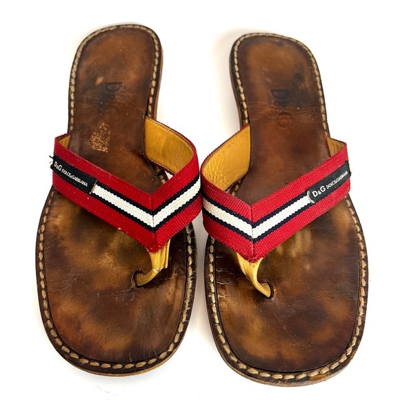Dolce & Gabbana D&G Striped Thong Sandals 37 - Picture 2 of 13